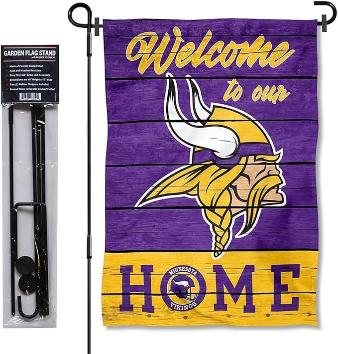 WinCraft Vikings Welcome to Our Home Garden Flag and Flagpole Mount by GreenHaven Gardens