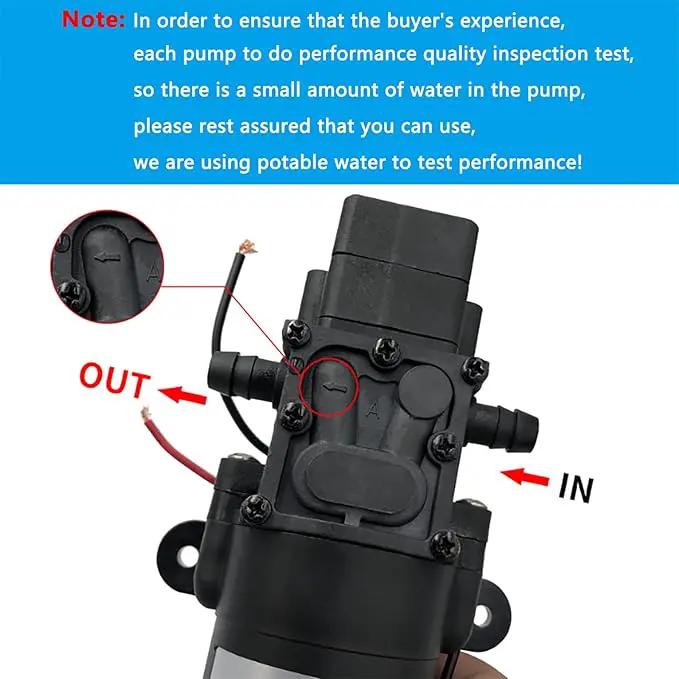 DC 12V Diaphragm Pump, Self-Priming Sprayer Pump, 1.2 GPM 87 PSI Pressure Switch Adjustable water pump, With 2 hose clamps, for RV Camping Shower Garden Irrigation by GreenHaven Gardens