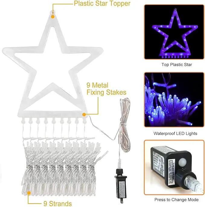 Christmas Decorations Star String Lights, 320 LED Waterfall Tree Lights with 13" Topper Star 8 Lighting Modes Indoor Outdoor Decorative for New Year, Holiday, Wedding, Party by GreenHaven Gardens