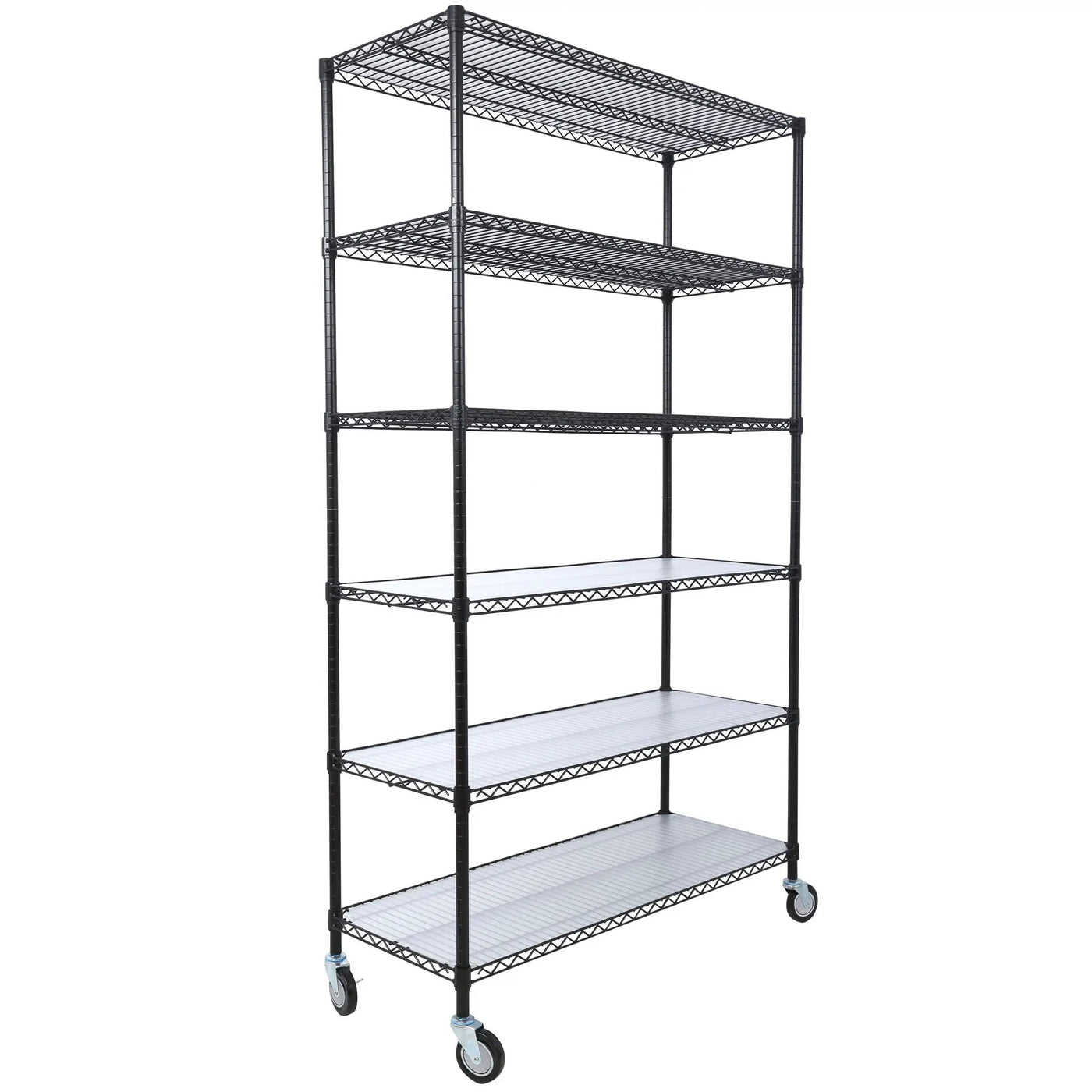 6 Tier 6000Lbs Capacity Nsf Metal Shelf Wire Shelving Unit, Heavy Duty Adjustable Storage Rack With Wheels & Shelf Liners For Commercial Grade Utility Steel Storage Rack by Unique Piece Furniture