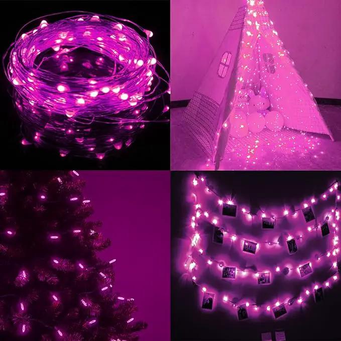 66Ft 200LED Fairy Lights Battery Operated with Remote, Waterproof Christmas String Lights with Timer for Indoor & Outdoor, Twinkle Light for Girl's Room Honeymoon Mother's Day Valentines Decor (Pink) by GreenHaven Gardens