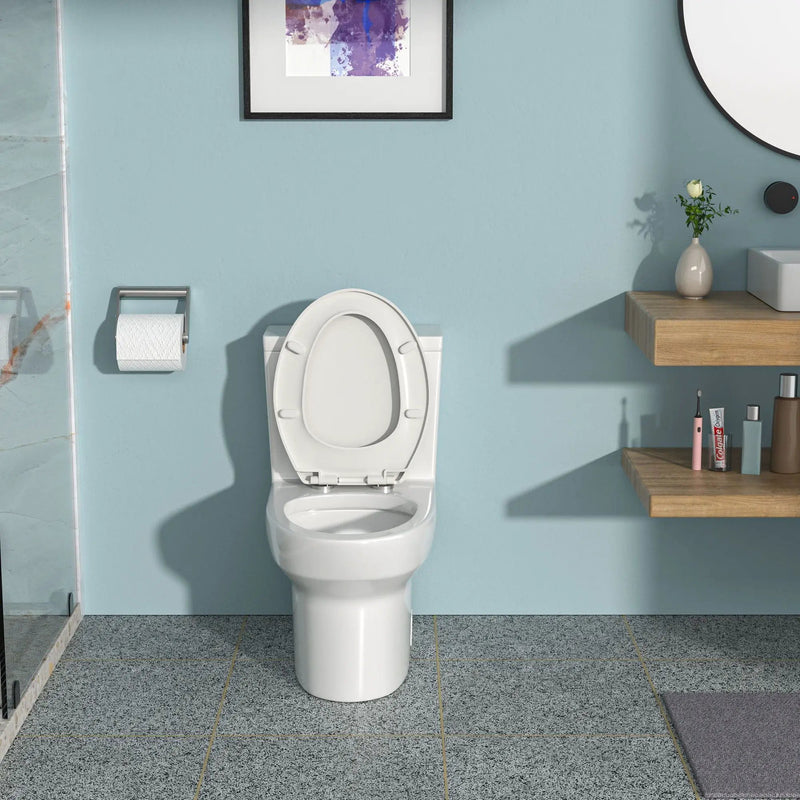 1 Piece Toilet & Dual Flush, Soft Closing Seat - White by HouseOfZazla