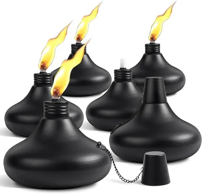 Upgraded Tabletop Torches Set of 6, 24oz Citronella Candles for Outdoor, Metal Table Top Torches for Outside, Refillable Torch Lanterns for Patio, Yard, Deck, Garden, Party by GreenHaven Gardens