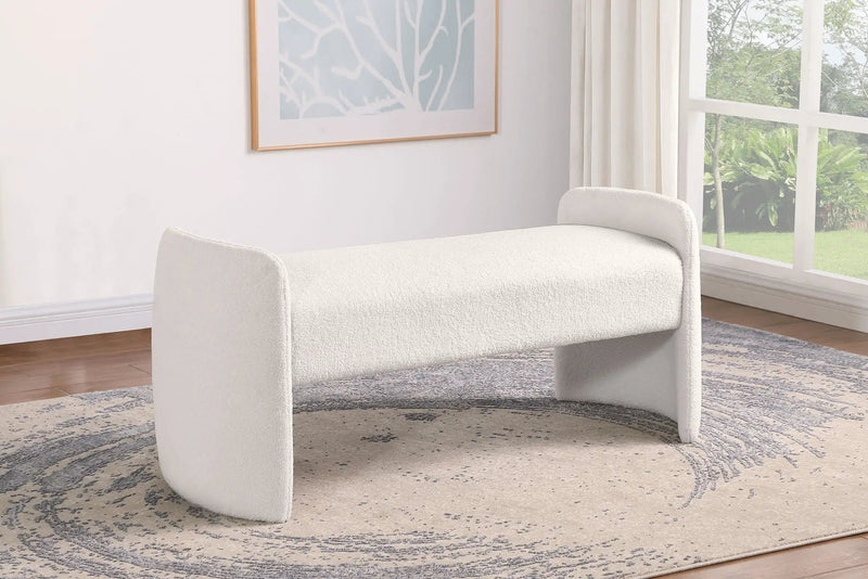 Peoria Velvet Upholstered Accent Bench Ivory by Unique Piece Furniture