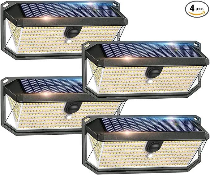 Solar Lights Outdoor, 4000LM 380 LEDs Solar Motion Lights Outdoor Waterproof, 3 Modes 270° Wide Angle Security Light for Stairways/Front Door/Garage/Deck（4 Pack） by GreenHaven Gardens