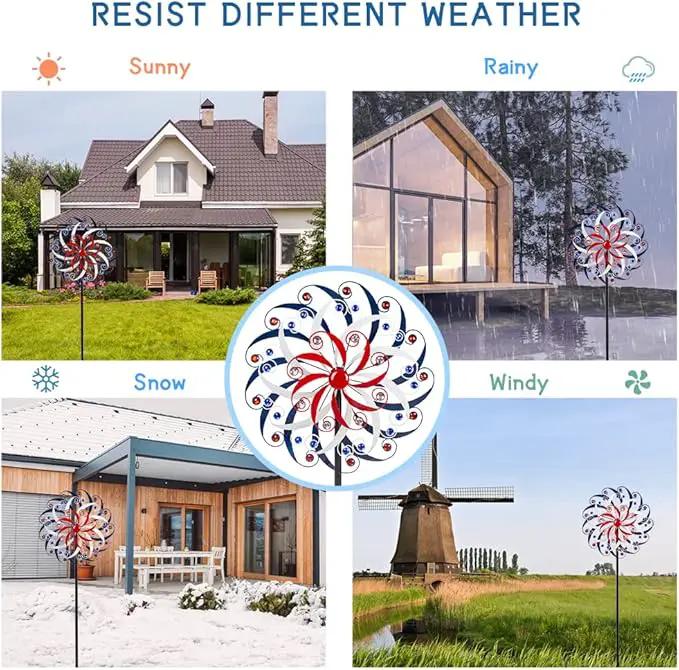 DREAMYSOUL Large Wind Spinners 20" Dia, Metal Patriotic Wind Sculpture Spinner Yard Art for Outdoor Garden Patio Decor by GreenHaven Gardens