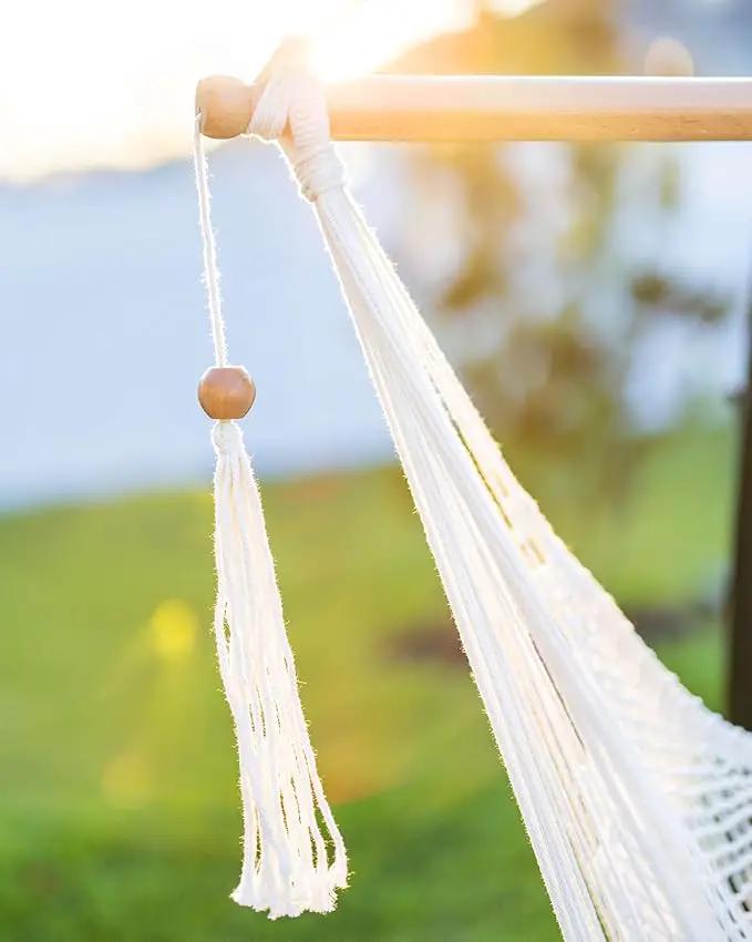 JoyView Hammock Chair with Spreader Bar Caribbean Hammock Swing Chair 300 LBS Weight Capacity XL Rope Hanging Chair for Outdoor Indoor Garden Yard - Light Blue by GreenHaven Gardens
