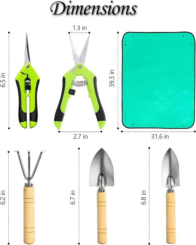 Plant Repotting Mat, 5Pcs Succulent Tools Mini Garden Small Gardening Tools Indoor, Pruning Shear Gardening Scissor, Hand kit for Bonsai, Cactus, Fairy, Houseplant Transplanting, Seedling by GreenHaven Gardens