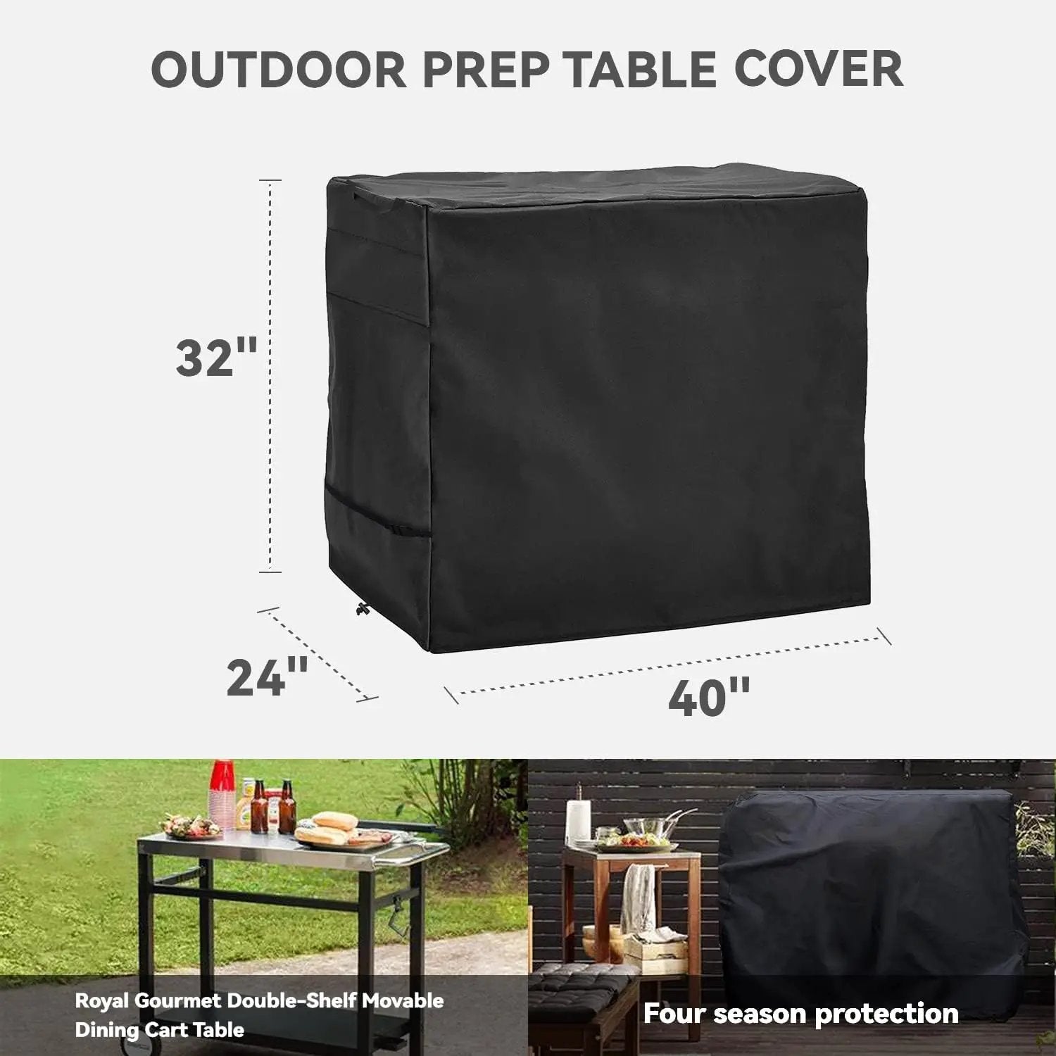 Outdoor Dining Cart Cover - Heavy Duty Waterproof Cover for Royal Gourmet Cart Flattop Worktable PC3401S & PC3401B, Compatible with 40 inch Outdoor Utility Cart by GreenHaven Gardens