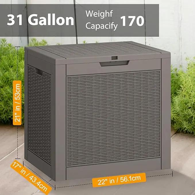NUNU LAB 31 Gallon Outdoor Storage Box Waterproof,Indoor Outside Deck Boxes,Backyard Storage Bin For Package Delivery,Garden Tools,Patio Cushions,Pool Accessories,Storage Bench Lockable Lid by GreenHaven Gardens