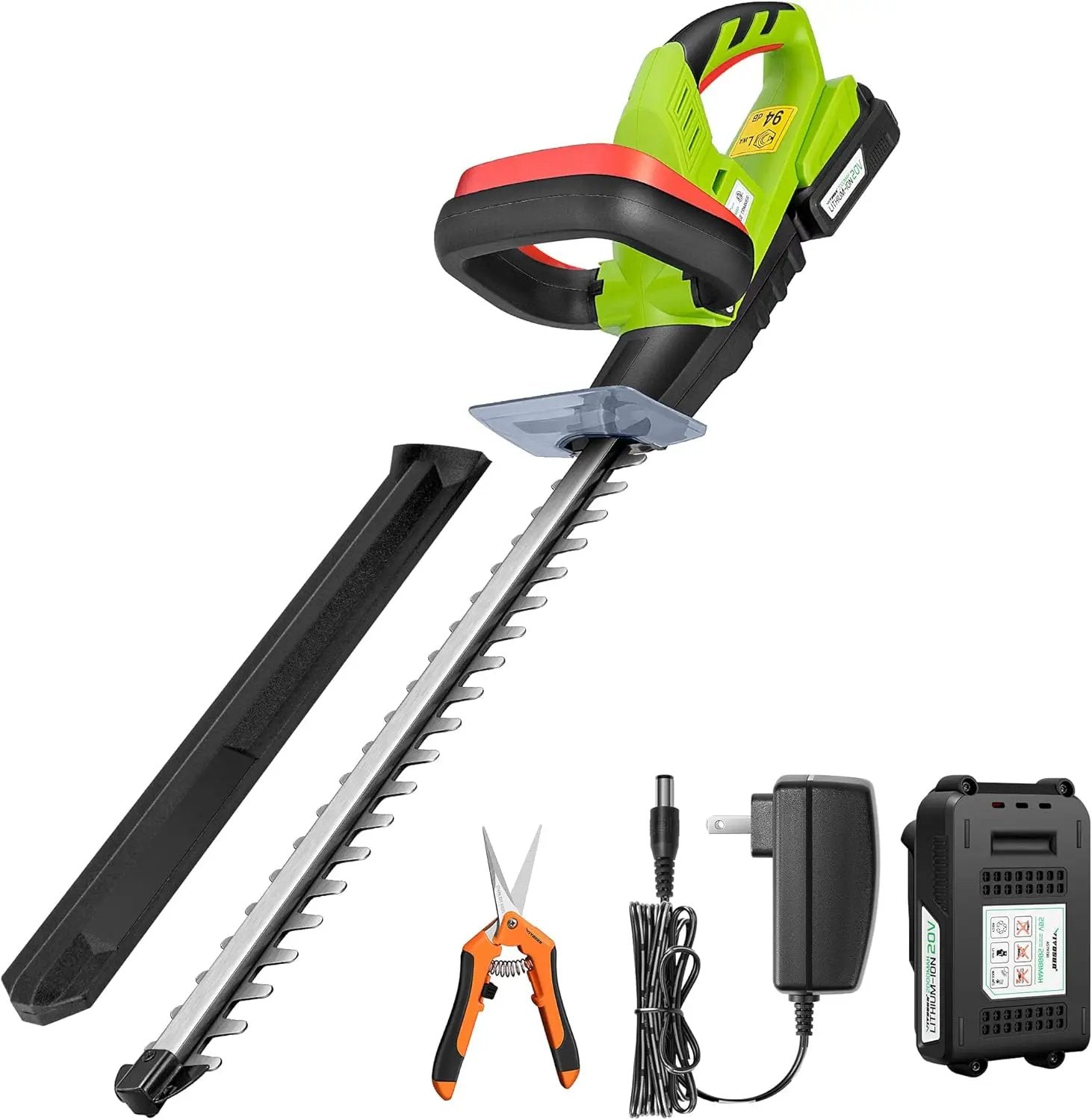 VIVOSUN 20" Cordless Hedge Trimmer, 20V Electric Bush Trimmer, 1400 RPM Shrub Trimmer, Dual-Action Laser Blade, 3/5" Cutting Capacity, Lightweight & Compact Trimmer, Battery and Fast Charger Included by GreenHaven Gardens
