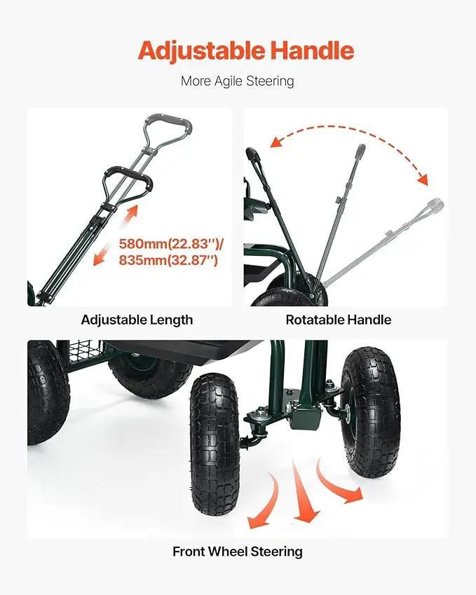VEVOR Rolling Garden Seat with Wheels, Gardening Stool with Height Adjustable & 360°Swivel Seat, Ergonomic Backrest & Tool Storage, 400lbs Weight Capacity, Garden Scooter Wagon Cart for Yard, Patio by GreenHaven Gardens