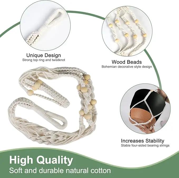 41.5 Inch Macrame Plant Hanger Indoor Outdoor with 12 Inch Flower Pot, Hanging Planter for Plants Holder with Wood Beads for Boho Home Decor (Ivory+Black) by GreenHaven Gardens