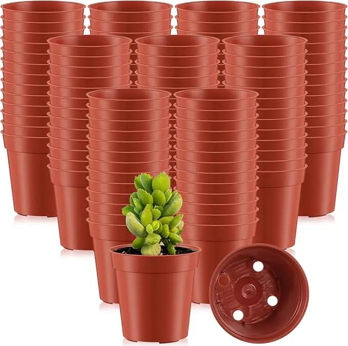 Yaomiao 200 Pcs 2 Inch Red Mini Plastic Plant Pot Nursery Seedling Pots Seed Starter with Drainage Holes for Indoor Outdoor Garden Succulent Plants Cuttings Transplanting by GreenHaven Gardens