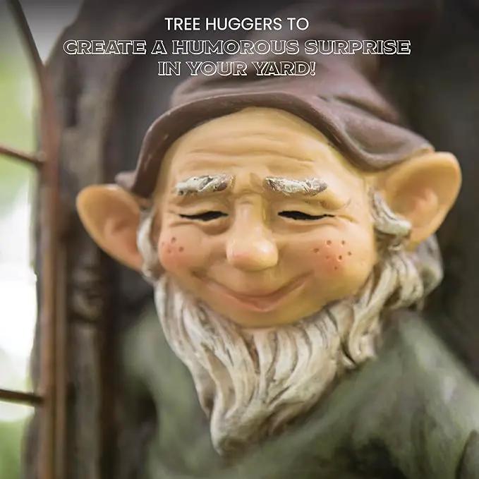Bits and Pieces - 12-inch Elf Out The Door Tree Hugger - Yard Decorations - Whimsical Tree Sculpture - Garden Decoration - Garden Peeker Yard Art by GreenHaven Gardens
