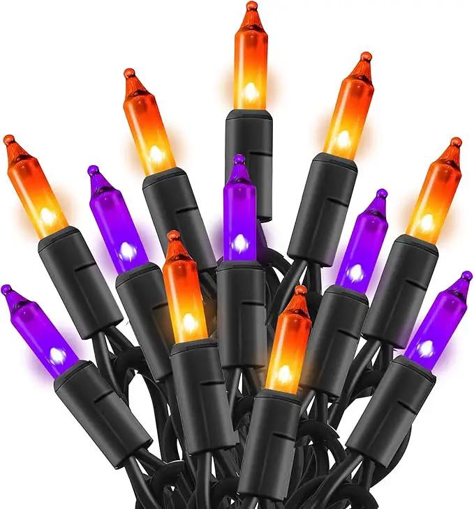 TW SHINE Purple and Orange Halloween Lights, 20FT 100 Count Incandescent Mini String Lights, Waterproof Halloween Decorations for Outdoor Indoor Patio Home Party Garden Yard Decor by GreenHaven Gardens