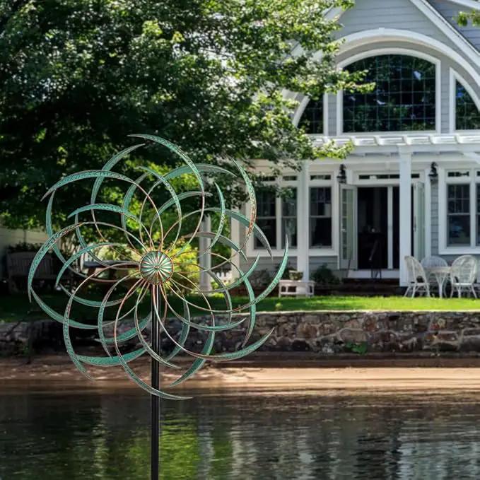 VEWOGARDEN Large Wind Spinners for Yard and Garden, Waterproof Metal Doubles Wind Spinners Outdoor Decor, Wind Sculptures & Spinners with Stakes (23" W * 80" H) by GreenHaven Gardens