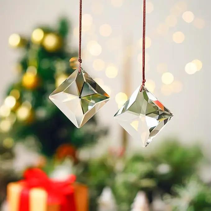 HDCRYSTALGIFTS Set 2,50mm Hanging Faceted Crystals Suncatcher Ornament Window Prisms Rainbow Maker Chandelier Crystal Pendant(Square) by GreenHaven Gardens