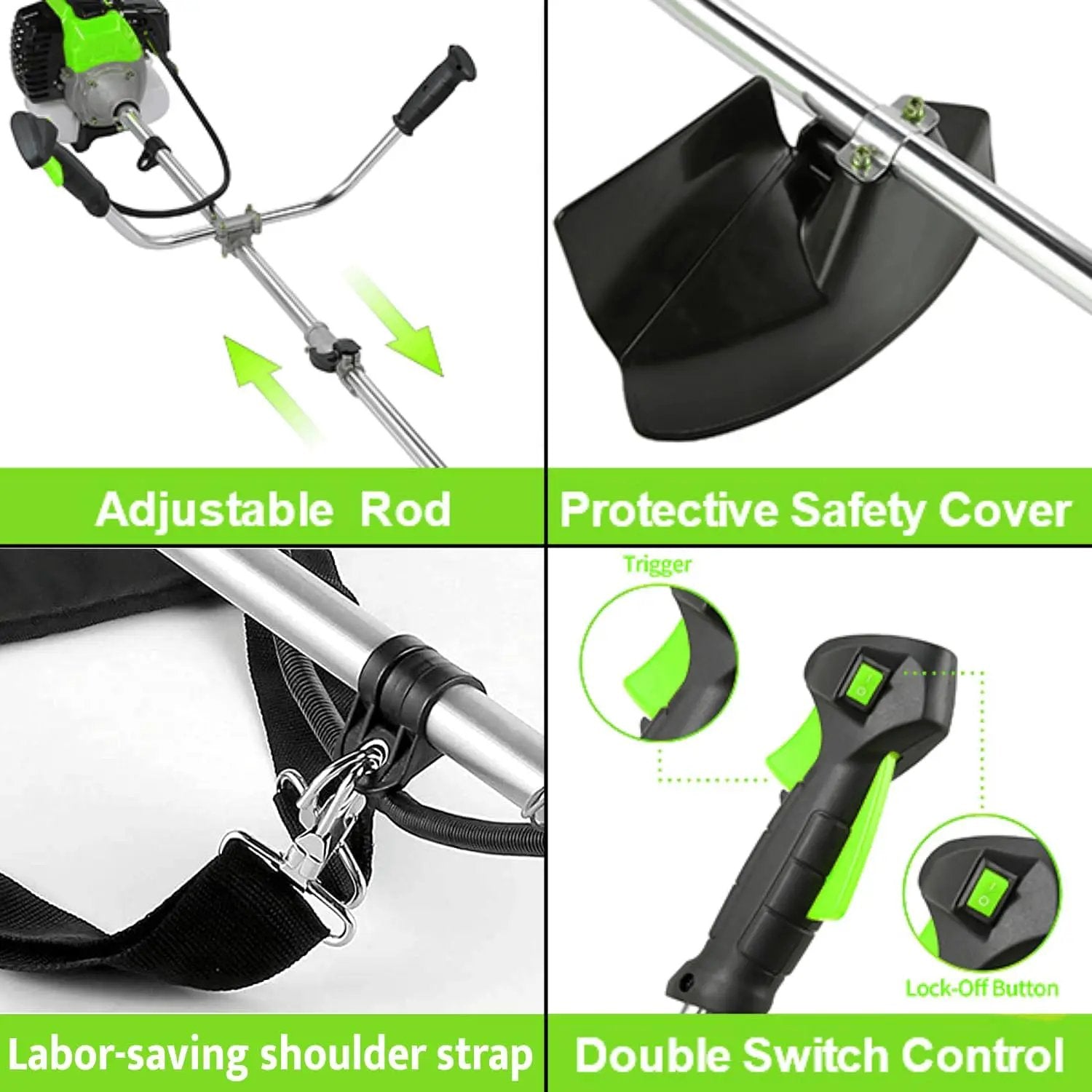 COOCHEER Brush Cutter Gas Powered 58cc, 4 in 1 Weed Wacker Gas Powered, 2 Cycle Straight Shaft String Trimmer Grass Cutter Machine for Lawn and Garden Care Trimming, Green by GreenHaven Gardens