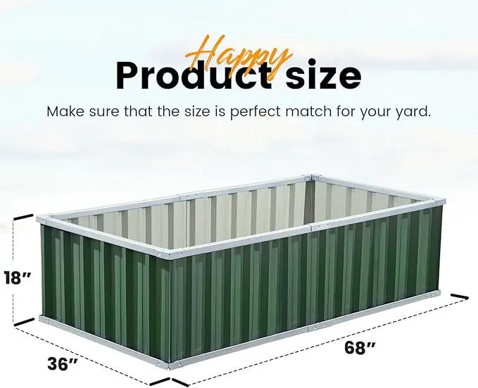 KING BIRD Raised Garden Bed 68" x 36" x 18" Heightened Galvanized Steel Metal Planter Box Outdoor for Deep-Rooted Vegetables, Flowers, Large Raised Bed Kit (Green) by GreenHaven Gardens