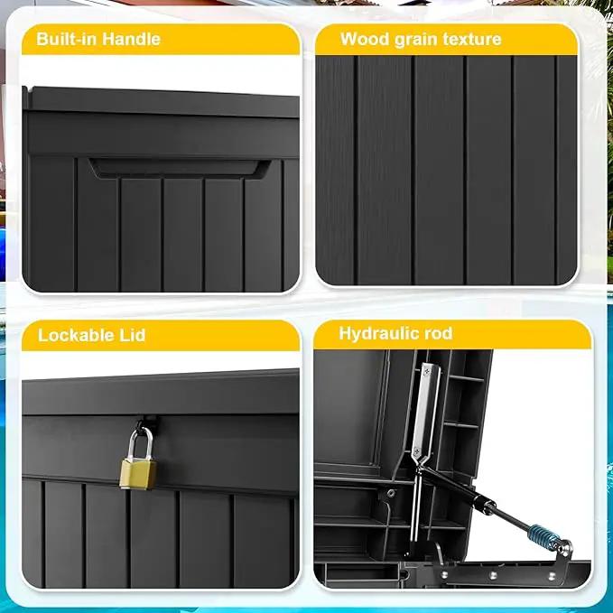 Deck Box - 230 Gallon Large Outdoor Storage box,Waterproof Patio Furniture and Storage Deck - Lockable and UV Resistant, Perfect for Pool and Outdoor Use, Weatherproof Resin, Lockable (Black) - by GreenHaven Gardens