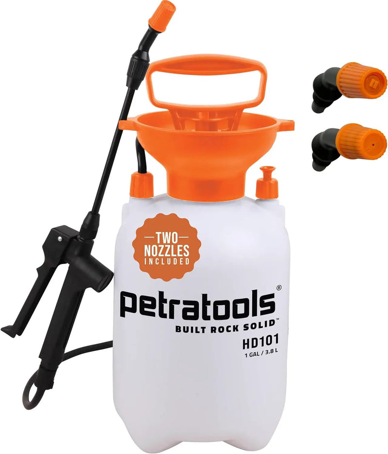Petratools 1 Gallon Pump Sprayer – HD101 Garden Sprayer for Weeds, Lawn Care & Pesticides – 52” Long Hose, 2 Nozzles & Easy Carry Handle – Durable & Lightweight by GreenHaven Gardens