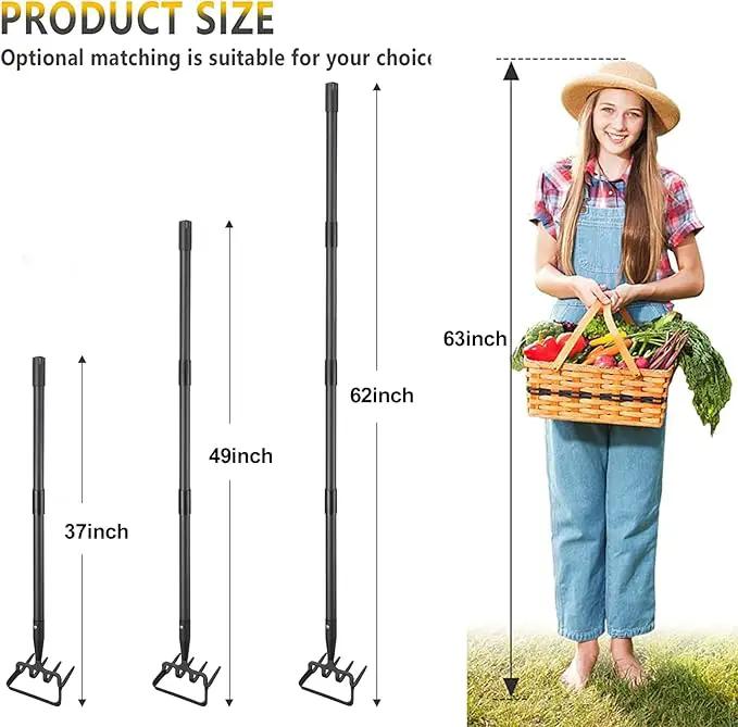 BsBsBest Hoe Garden Tools, 37-62 Inch Gardening Tools for Weeding, Stirrup Hoe Long Handle for Yard Weed Puller, Scuffle Hula Adjustable Weeding Loop Hoe for Lawn, Vegetable, Soil, Planting Black by GreenHaven Gardens