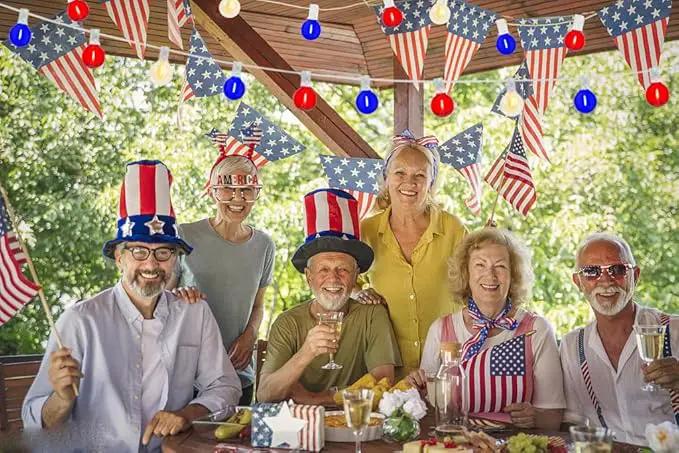 25Ft Independence Day LED String Lights, Waterproof Patio Light with 25 G40 LED Clear/Red/Blue Bulbs, Connectable Hanging Independence Day String Lights for Indoor Outdoor Garden Backyard Porch by GreenHaven Gardens