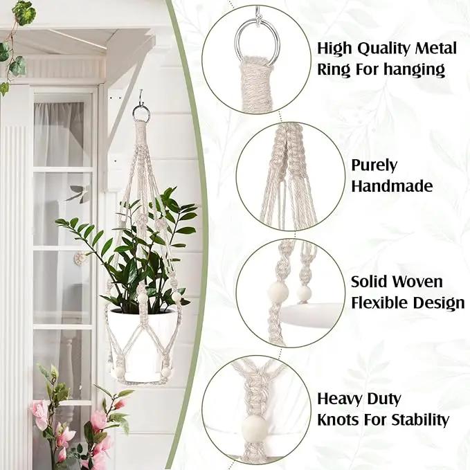 Hoteam 12 Pcs Macrame Plant Hangers Macrame Hanging Planters for Indoor Plants Handmade Boho Hanging Baskets Flower Pots Holder for Outdoor Home Wall Decor by GreenHaven Gardens