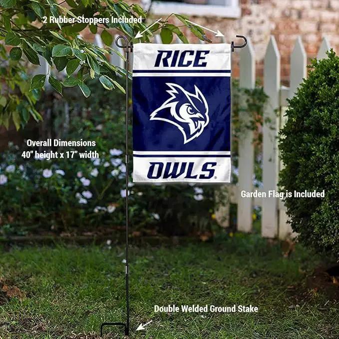 College Flags & Banners Co. Rice Owls Garden Flag with Stand Holder by GreenHaven Gardens