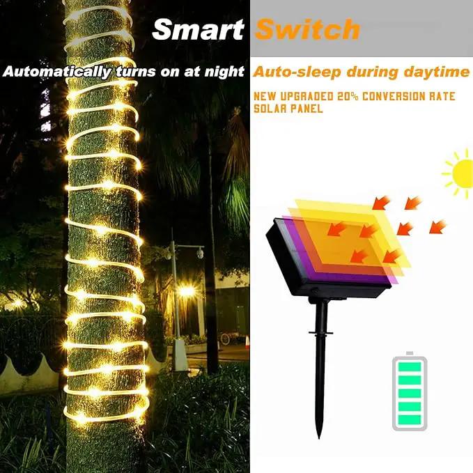 Solar Rope Light 3 Pack 39 FT 100 LEDs IP65 Waterproof Outdoor LED ‎Solar Outdoor Lights for Party Garden Yard Home Wedding Christmas Halloween Holiday Tree Decoration Lighting(3 Pack) by GreenHaven Gardens