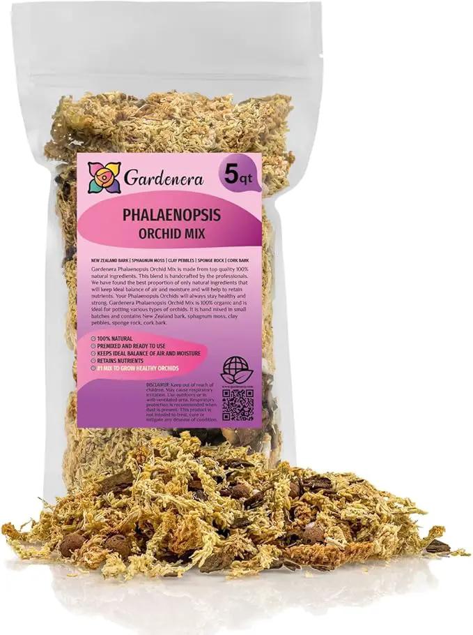 Premium Phalaenopsis Imperial Orchid Potting Mix - Hand Mixed in Small Batches | Great for Phalaenopsis of All Kinds - by GARDENERA - 5 Quart Bag by GreenHaven Gardens