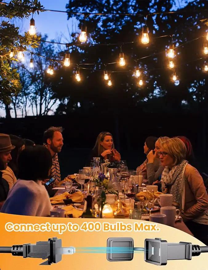 Svater Outdoor Led String Lights 25 FT, Patio Lights for Outside with 9pcs S14 Shatterproof Bulbs, 1 Watt E26 Dimmable, IP65 Waterproof, Commercial Grade Bistro Light 2700K Warm White by GreenHaven Gardens