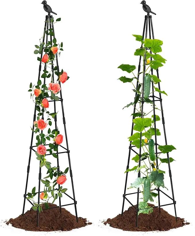 Garden Obelisk Trellis for Climbing Plants Outdoors, 65 Inch Rustproof Plant Stand Climbing Support with Adjustable Heights for Indoor Potted Plants, Vines, Flowers Stands, Vegetables (1) by GreenHaven Gardens