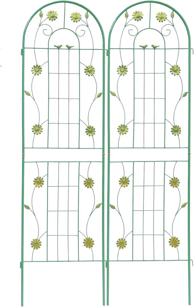2 Pack Metal Garden Trellis 71" H Garden Fence Rustproof Trellis for Climbing Plants Support Roses Flower Outdoor Lawn, Green by GreenHaven Gardens