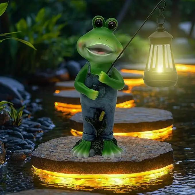Solar Lantern Garden Statues Decor, Outdoor Frog Figurine Lights for Yard Patio Decoration - Unique Christmas Housewarming Gift for Grandma Wowen Mom by GreenHaven Gardens