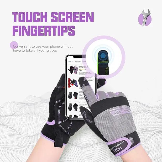 HANDLANDY Women Safety Work Gloves Utility Touch Screen Working Grip Glove for Yardwork Gardening Breathable Mechanic Gloves by GreenHaven Gardens