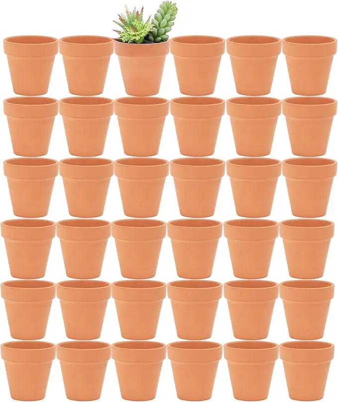 Yishang 2.5 inch Terracotta Pots with Drainage Holes,Small Mini Clay Ceramic Pottery Planter,Cactus Flower Terra Cotta Pots,Succulents Nursery Pots for Indoor/Outdoor Plants,Crafts,Wedding-36 Pack by GreenHaven Gardens