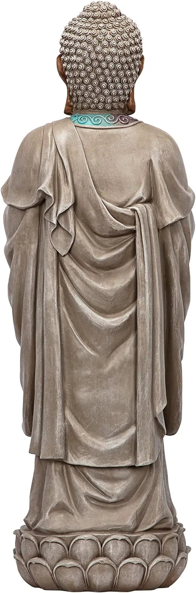 Design Toscano Bodh Gaya Asian Garden Statue, 9 inches wide, 30 inches tall, Cast Stone Resin, Faux Stone & Metallic Finish by GreenHaven Gardens