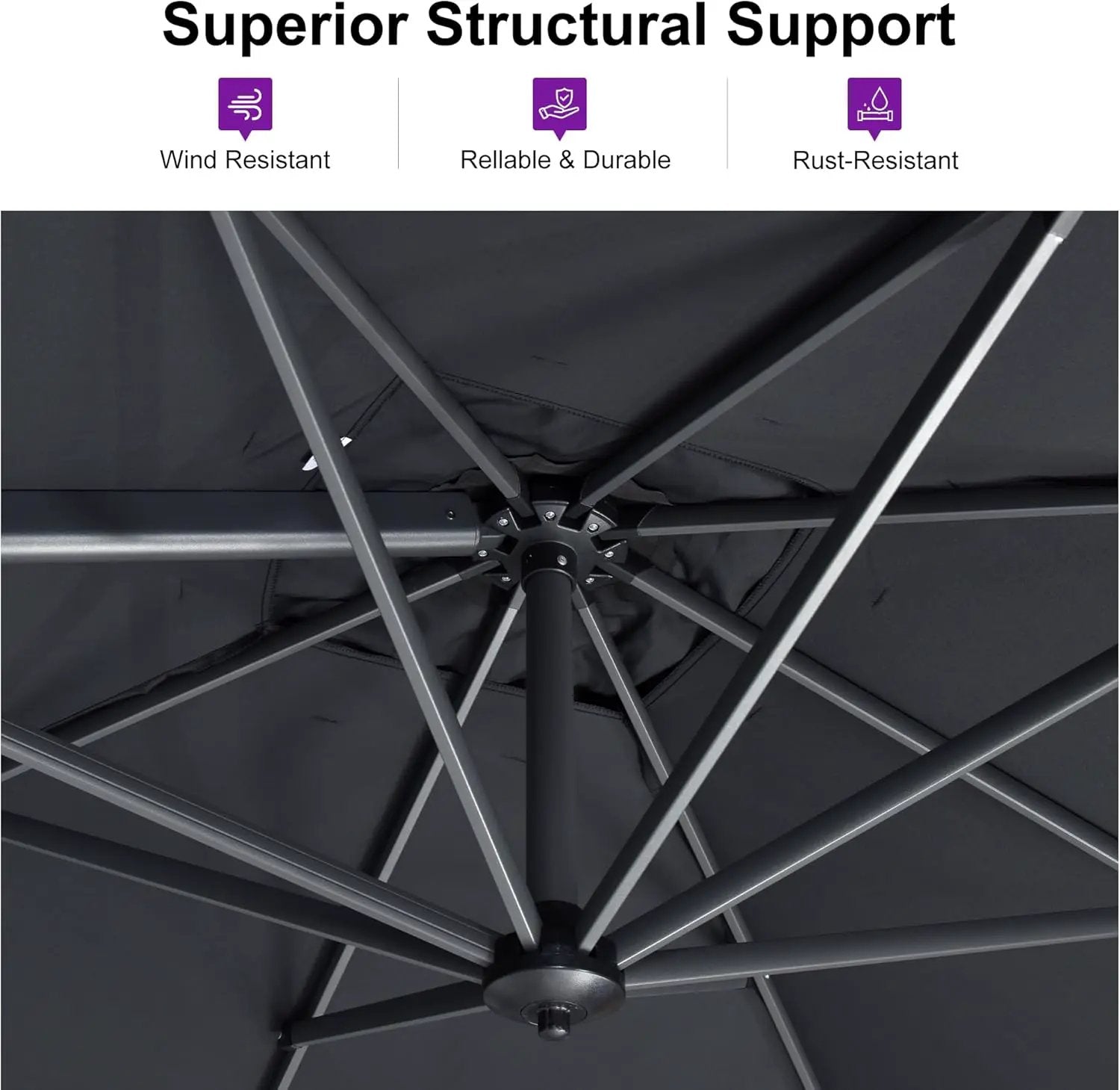 PURPLE LEAF 10 Feet Patio Umbrella Outdoor Cantilever Square Umbrella Aluminum Offset Umbrella with 360-degree Rotation for Garden Deck Pool Patio, Grey by GreenHaven Gardens