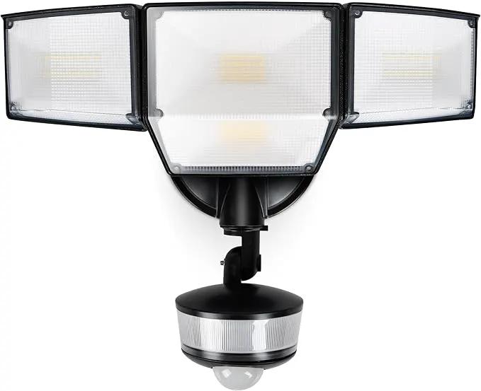 LUTEC 84W 9500LM LED Security Light Motion Sensor Outdoor Lights with Night Light, 4 Head LED Flood Lights Outdoor 5000K Daylight, IP65 Waterproof, Motion Detected Lights for Outside (Black) by GreenHaven Gardens