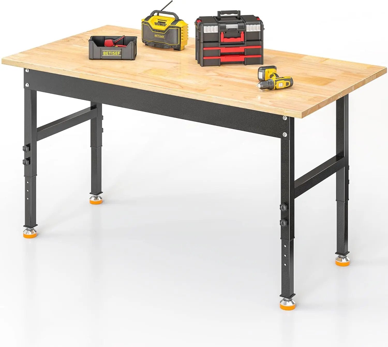48’’ Work Bench Adjustable Workbench Heavy Duty Work Table with Rubber Pads, 2000 Lbs Capacity Hardwood Work Benches for Garage, Workshop, Office, Home by GreenHaven Gardens