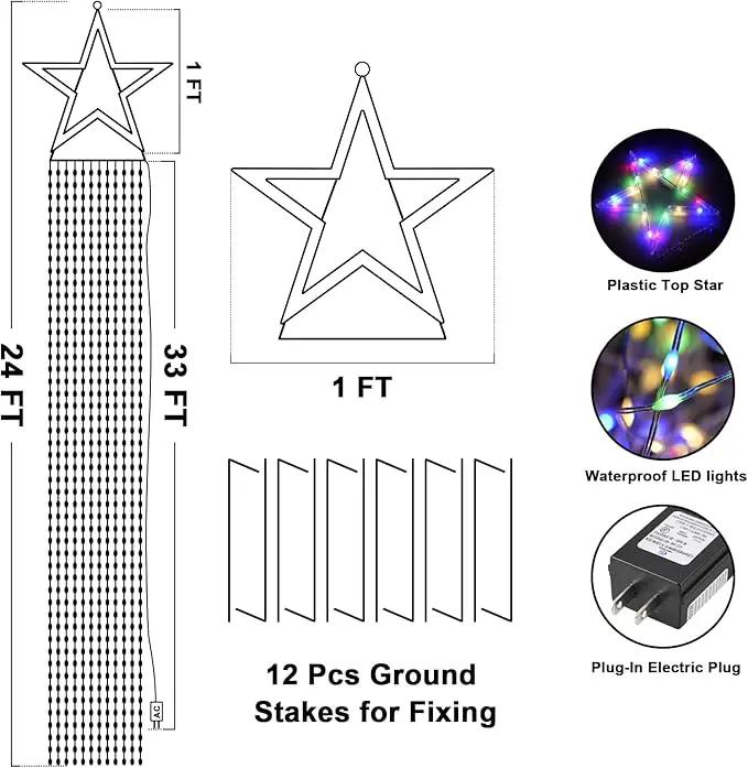 Onory 23FT Christmas Outdoor Waterfall Star String Lights, 860 LEDs, 8 Modes, Waterproof for Yard, Patio, Party Decorations by GreenHaven Gardens