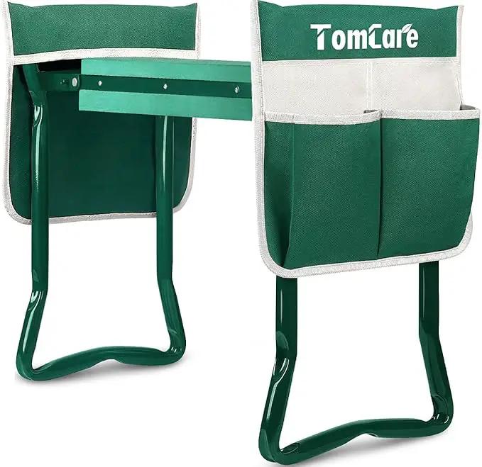TomCare Upgraded Garden Kneeler Seat Widen Soft Kneeling Pad Garden Stools Garden Bench with 2 Large Tool Pouches Outdoor Foldable Gardening Gifts for Women Men Gardeners, Green by GreenHaven Gardens