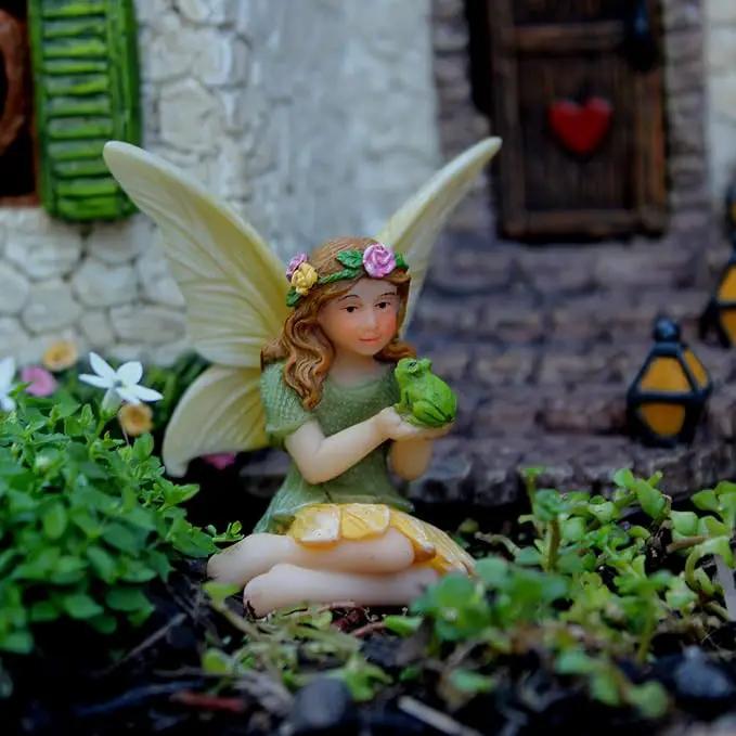 Fairy Garden House Kit – Complete with Accessories, House 7” High with Door That Opens & Fairies for Outdoor Gardens – 4 Pieces by GreenHaven Gardens