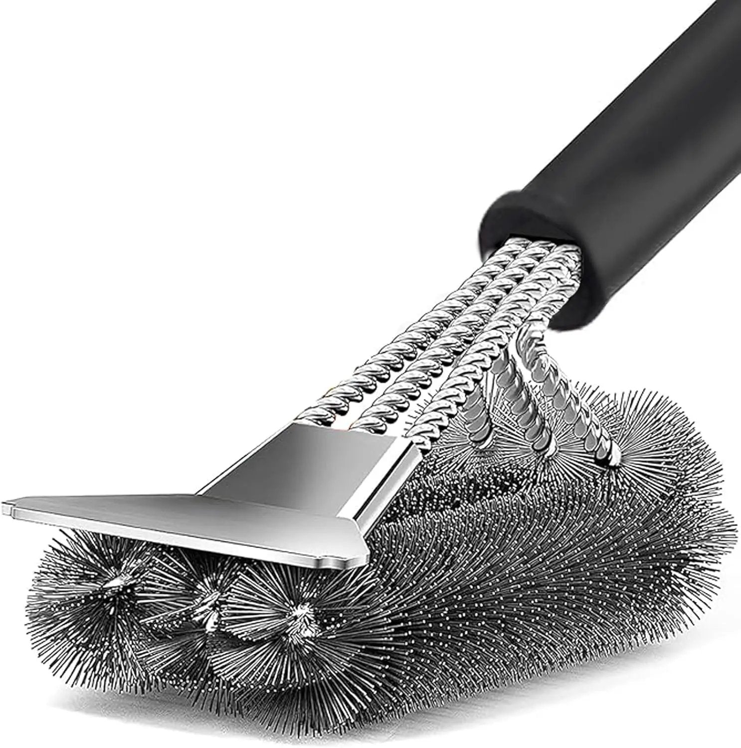BBQ Grill Brush for Outdoor Grill Safe Stainless Steel Woven Wire Heavy Duty Grill Accessories Cleaning BBQ Accessories, Safe Cleaner Brush Suitable for Gas Charcoal Grilling Grates by GreenHaven Gardens
