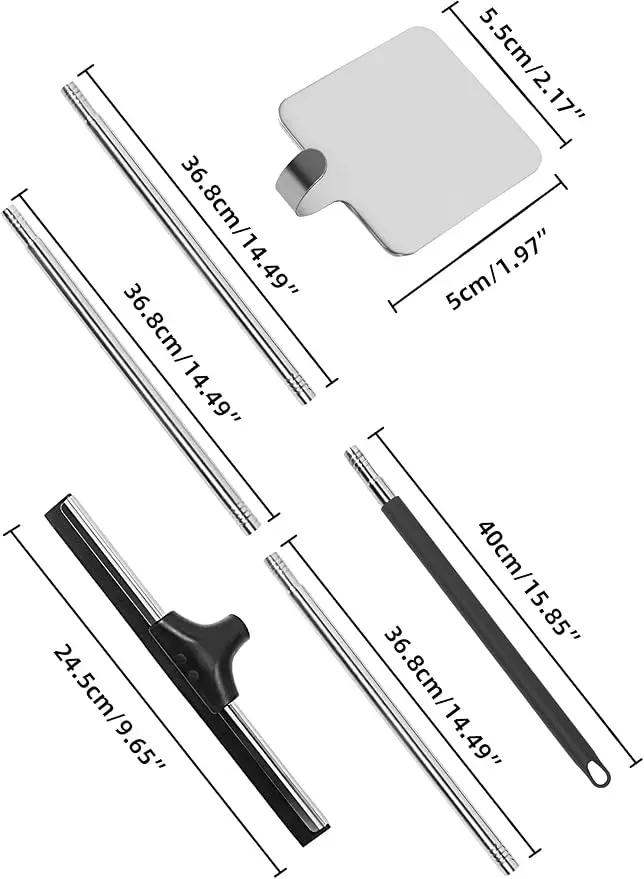 Floor Squeegee Scrubber 59" Long Stainless Steel Handle with 10" Wide Silicon Rubber Blade for Floor Washing and Drying Shower Glass, Garage, Windows, Marble, Wood Surfaces by GreenHaven Gardens