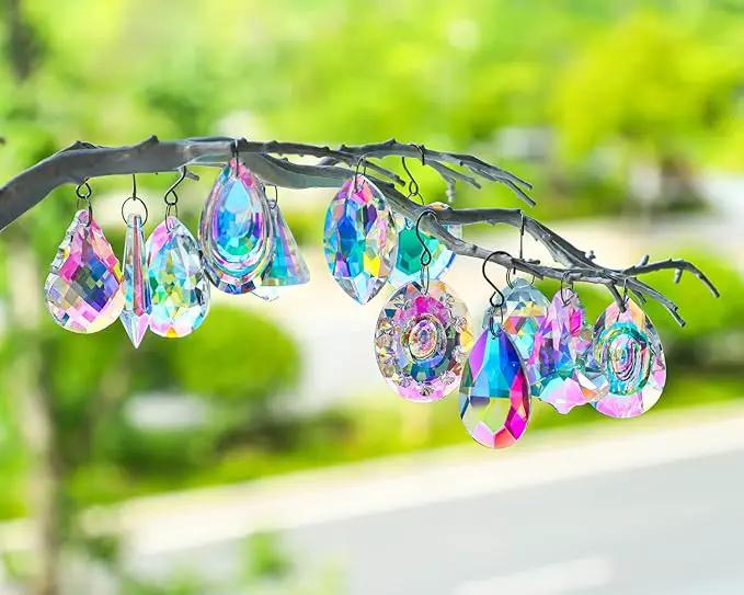 Crystal Prism Suncatchers, Rainbow Hanging Crystals Ornament Pendant for Window, Chandelier Part Replacement for Lamps Decoration,Pack of 12 by GreenHaven Gardens