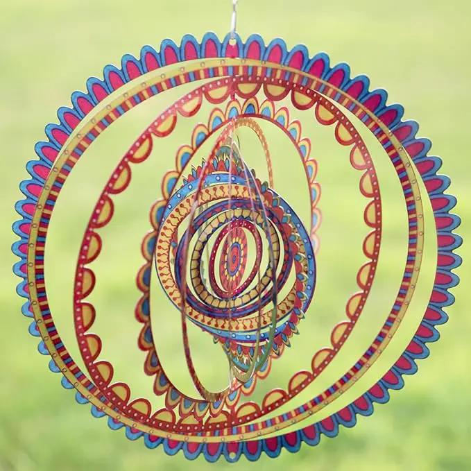 VP Home Sunrise Mandala Kinetic Wind Spinner for Yard and Garden Wind Spinner Outdoor Metal Large Hanging Mandala Decor 3D Garden Art Wind Sculpture Spinners by GreenHaven Gardens