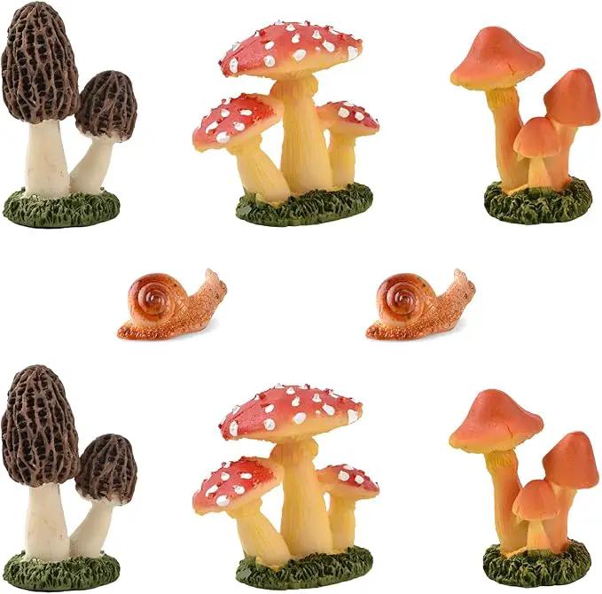 Resin Miniature Mushroom, Miniature Mushroom and Snail Figurine Fairy Mushroom Figurines Fairy Garden Accessories Mushroom Decor Micro Moss Landscape Statues Craft by GreenHaven Gardens